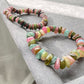 Natural watermelon Multi-color Raw puffy Tourmaline rock Gemstone  Bead Bracelet ,gift for her