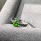 Natural Deep Green Diopside Oval Shape Prong setting Gemstone Ring,Adjustable Ring，gift for her