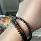 AAAA Grade Gradient Black rose Tourmaline smooth round beaded necklace include Blue 5mm+