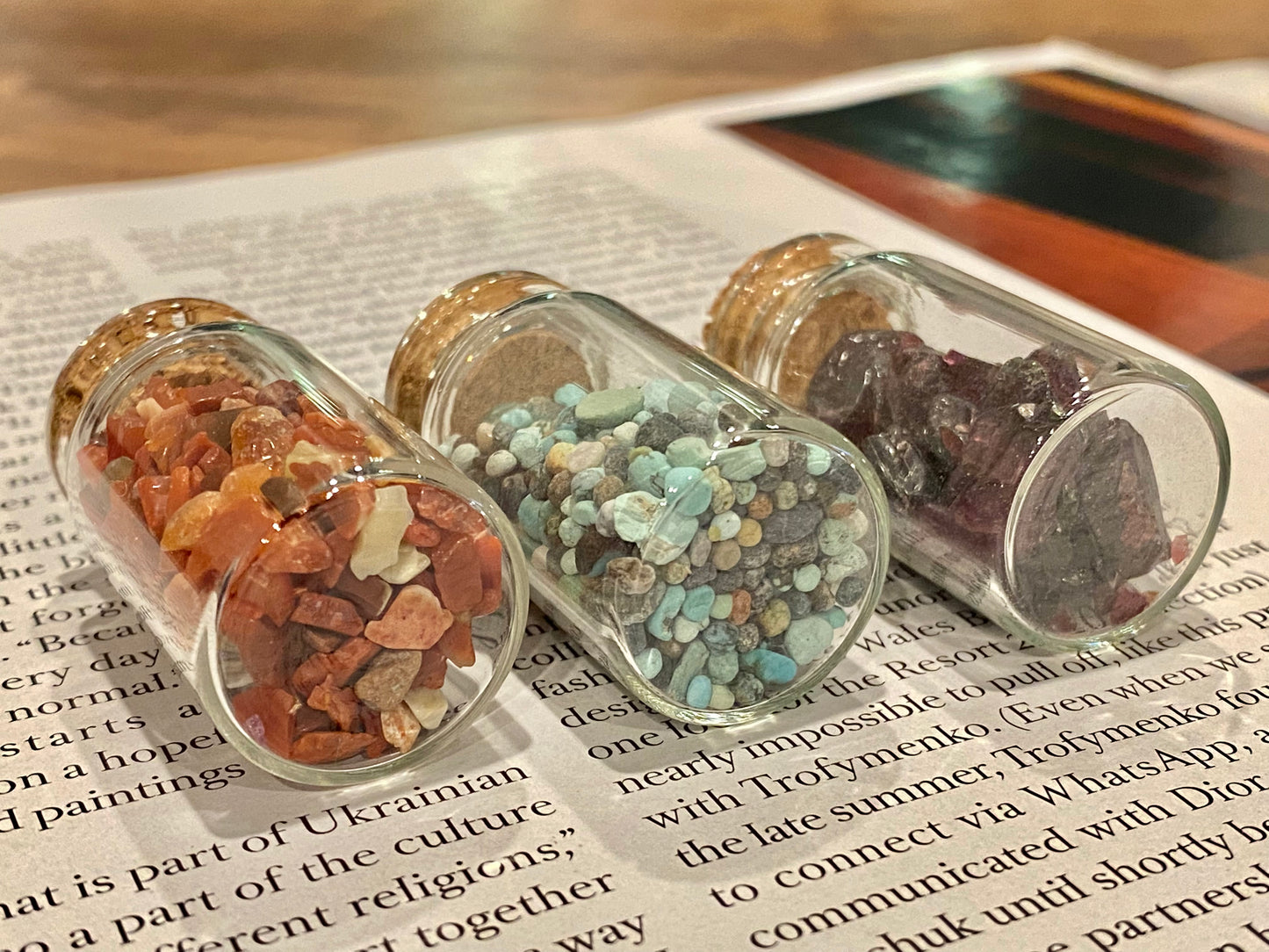 Natural Gemstone Large Chips Wishing Bottle,Crystal Wishing Bottle,Garnet,Red Jade,Turquoise