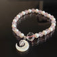 Love with Crescent Moon Rose Quartz freshwater pearls faceted clear quartz handmade bracelet, gift for her,Valentine gift
