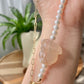 Natural Freshwater pearls rose quartz with sakura agate bunny rabbit 14K gold filled box multiple use necklace