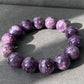 15mm Top Grade Genuine Natural High Grade Silk Shin Purple Charoite,Cat Eyes round Shape Beaded Bracelet