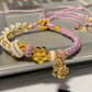 Handmade Bracelet, peach flower, cherry blossom braided rope bracelet,gift for her,gift for him