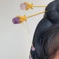 Natural FLuorite Hand craved Rose flower bud Shape Hairpin with Dangle Drop,Fluorite Crystal