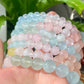 AAAAA Natural rainbow candy Morganite round shape gemstone compasion bracelet 8mm 9mm 10mm