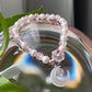Love with Crescent Moon Rose Quartz freshwater pearls faceted clear quartz handmade bracelet, gift for her,Valentine gift