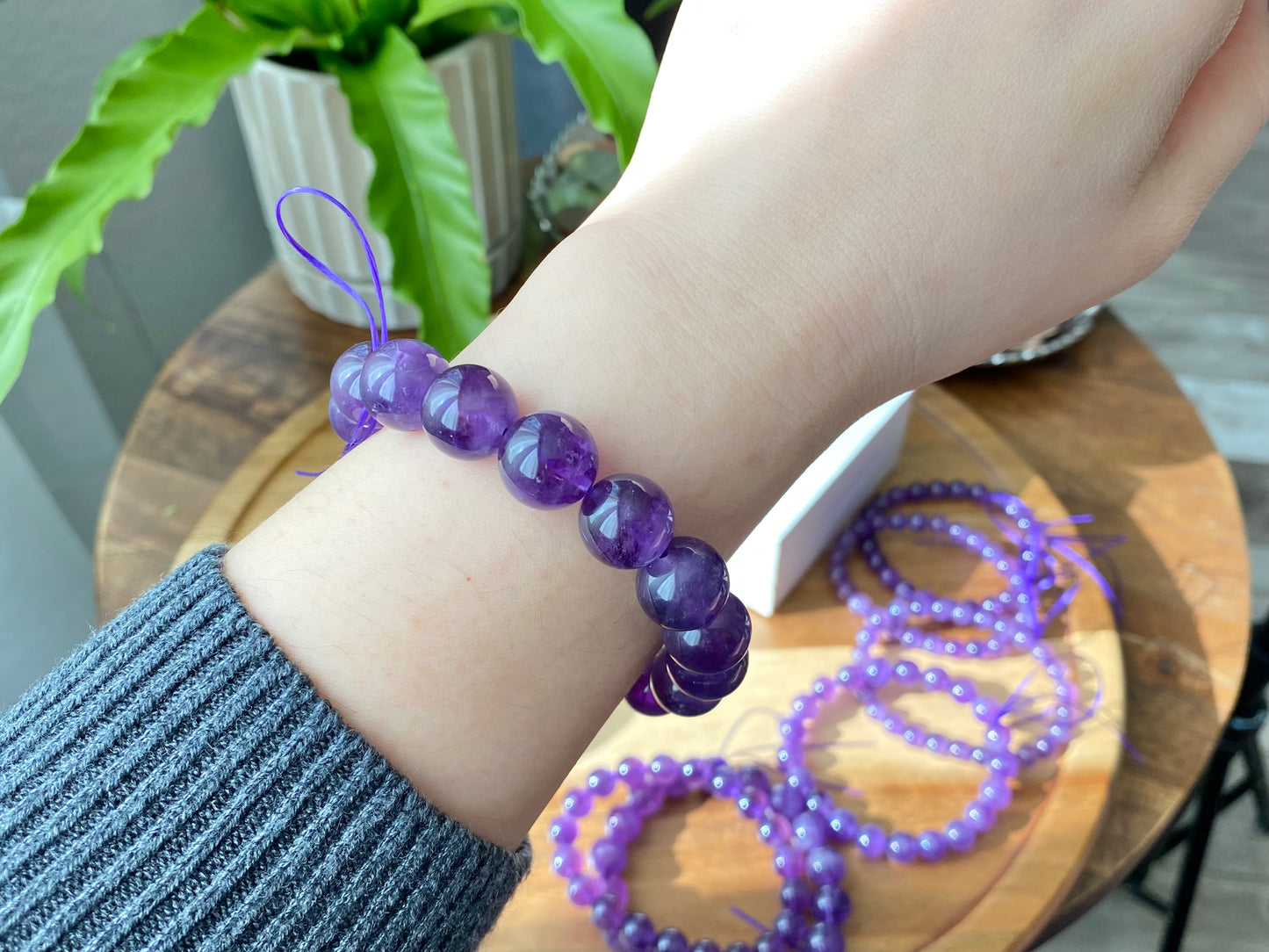 AAAA High Quality Natural Amethyst Brazil round bead bracelet,Deep purple  7mm 8mm 9mm 11mm 13mm