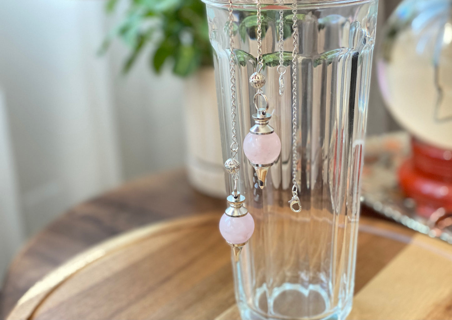 Rose quartz Pendulum , Dowsing Crystal ,Reiki  crystal