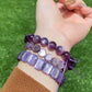 AAAA grade cat eyes luxury natural purple Lepidolite Heart shape bracelet, Mica Rutilated Quartz gift for her,Valentine's Day