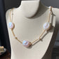Natural freshwater pearls,baroque metal white blue gum shape  multiple use Necklace,handmade necklace