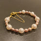 Natural Freshwater Pearl White round 8-9MM mix with Purple pink Freshwater pearls Bracelet,wedding Bracelet